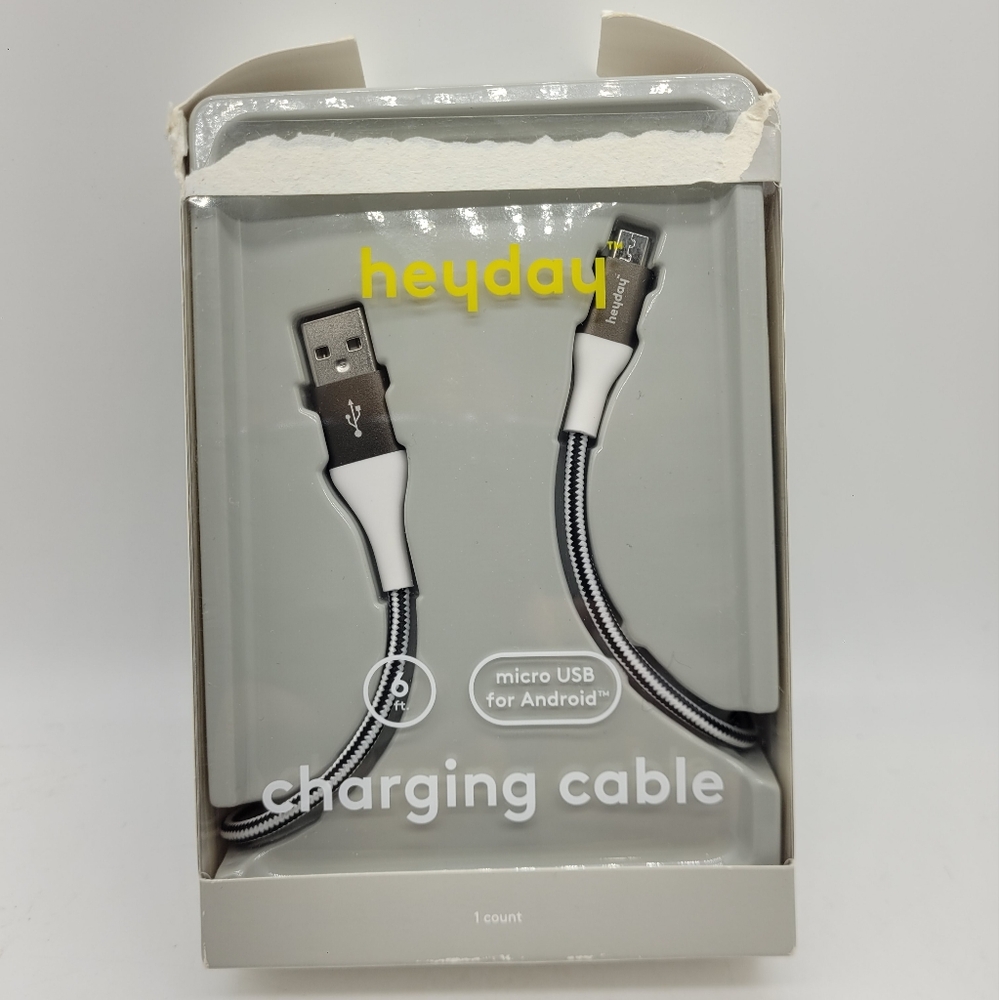 6ft Micro USB Charging Cable for Android – Black & White – Fast Charge by Heyday